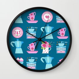 Christmas coffee dream in pink and blue Wall Clock | Christmascoffee, Vintagekitchen, Coffeeaddict, Pattern, Coffeeiphone, Cafe, Christmas, Holidays, Coffeelover, Coffeeandcake 