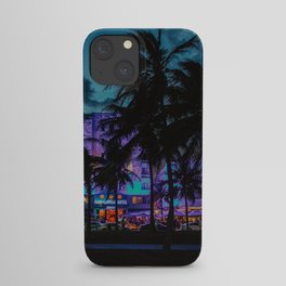 Miami By Night, Palm Trees USA, art deco style  | Neon light | Fine Art Travel Photography iPhone Case
