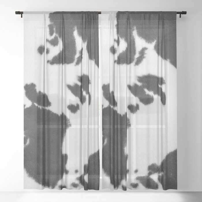 Hygge Cowhide Spots - Print with No Real Texture (farmhouse minimalism) Sheer Curtain