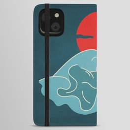 Moon Waves Retro Japanese Art iPhone Wallet Case