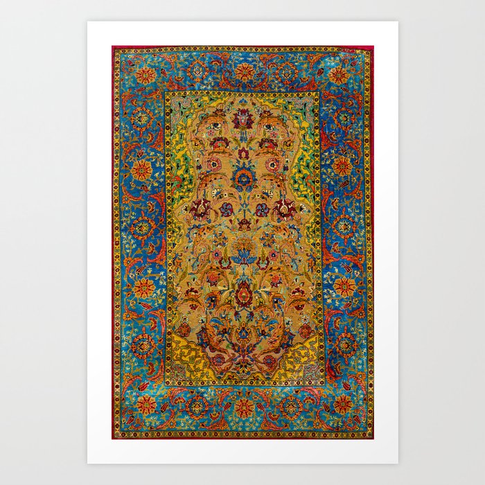 Hereke Vintage Persian Silk Rug Print Art Print
