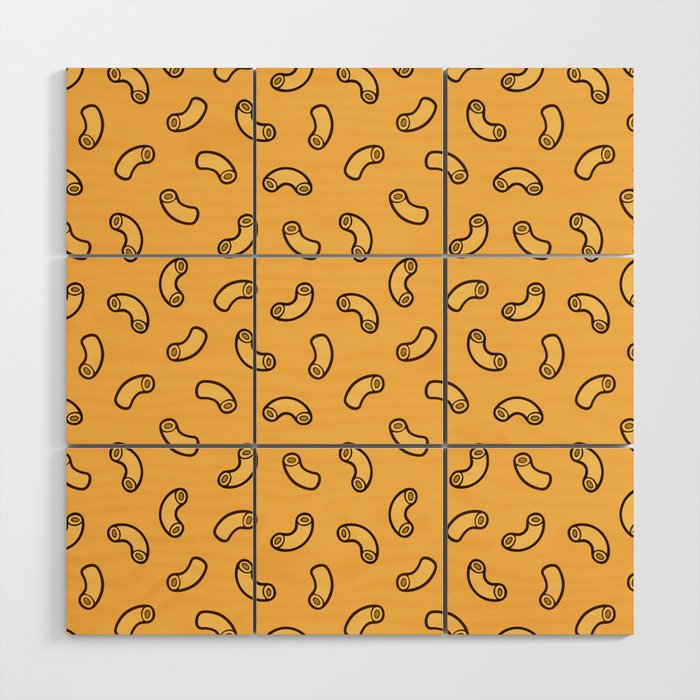 Mac and cheese pasta pattern Wood Wall Art