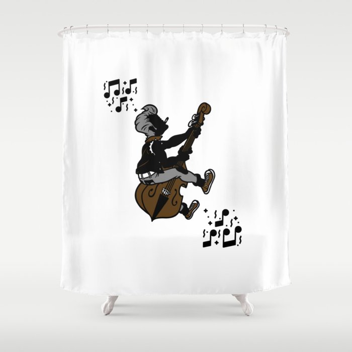 Rock-and-Roll Bassist Shower Curtain