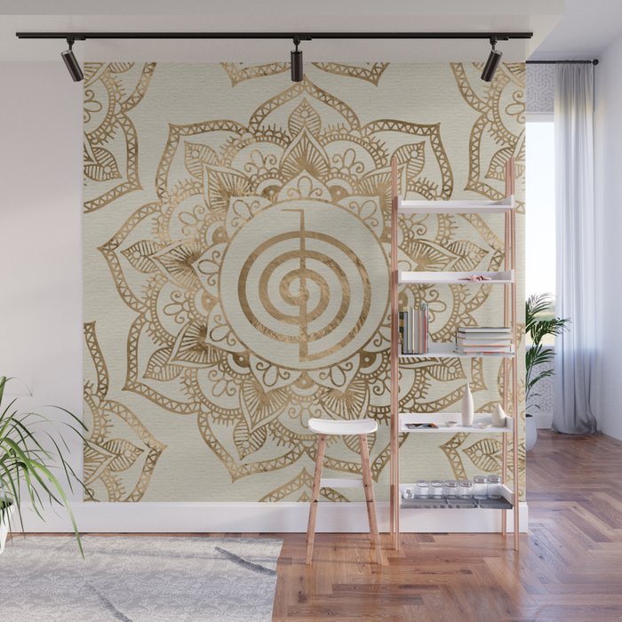 Cho Ku Rei - pastel gold lotus mandala Wall Mural