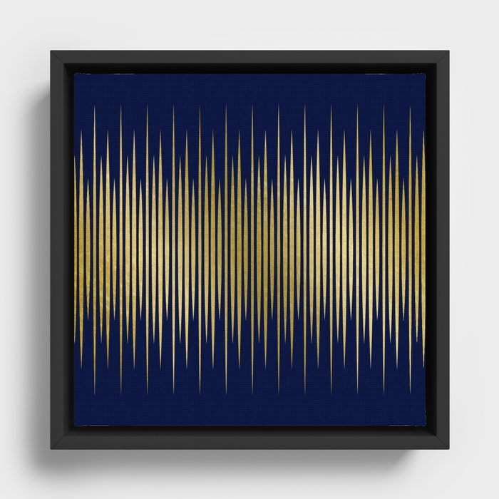 Linear Blue & Gold Framed Canvas