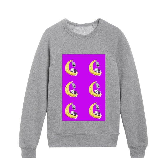 Cat Napping Pattern Psychedelic Purple Kids Crewneck