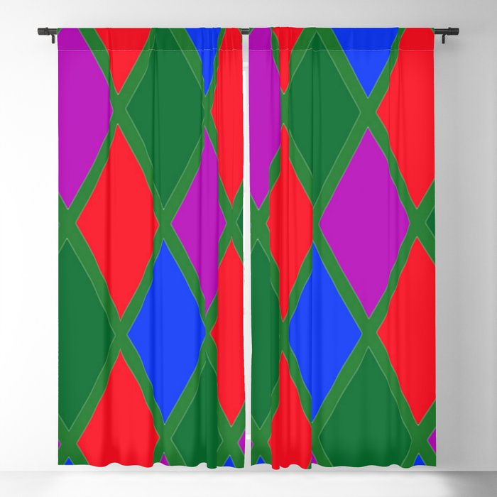 Red Green Blue and Purple Diamond Argyle Pattern  Blackout Curtain