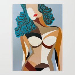 Woman with Red Lips Poster