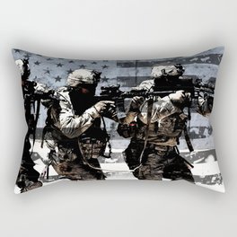 3 Soldiers & US Flag Rectangular Pillow