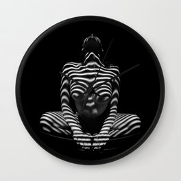 1152-MAK Abstract Nude Black & White Zebra Striped Woman Topographic Feminine Body Wall Clock