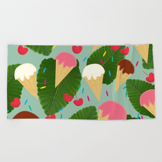 Tropical Ice Cream Beach Towel
