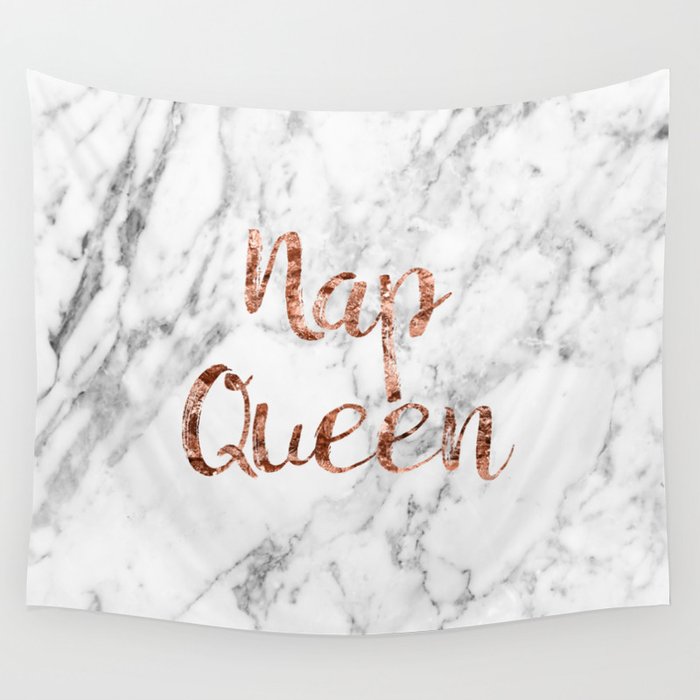 Nap Queen Rose Gold On Marble Wall Tapestry By Marbleco Society6