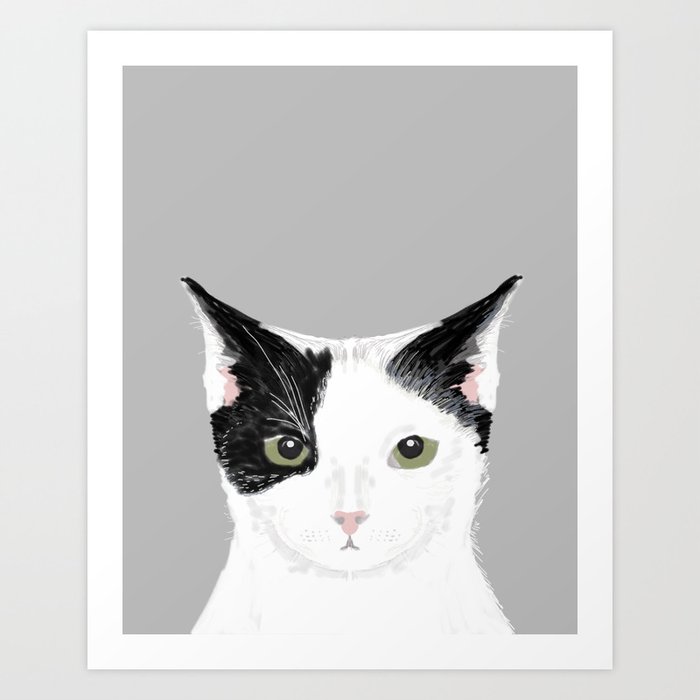 Cat Print, Cat Drawing, Cat Wall Art, Cat Black and White, Gift