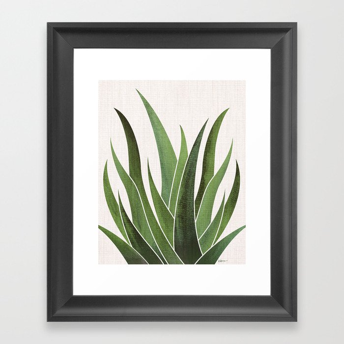 Desert Agave Succulent Illustration Framed Art Print