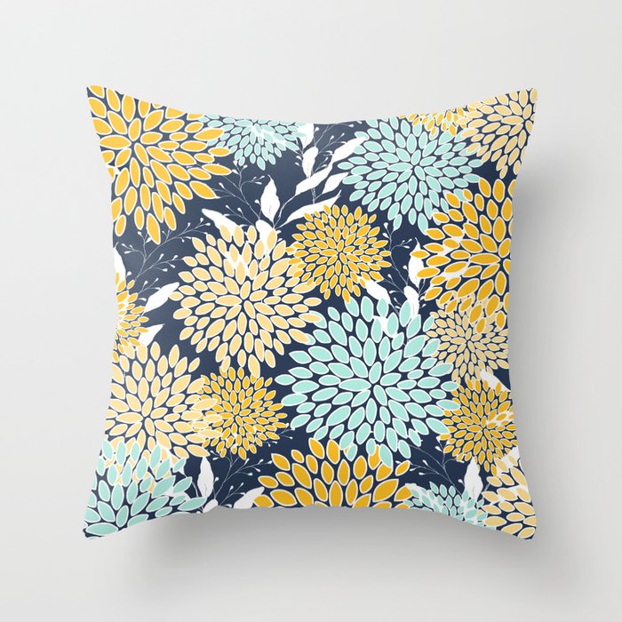 Yellow and aqua throw hot sale pillows