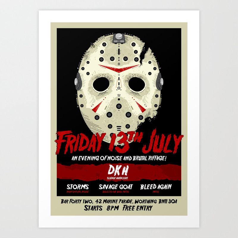 Fortytwo Poster Friday 13th July Art Print By Anxiety Society6