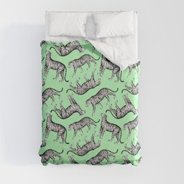 Tigers (Green and White) Duvet Cover