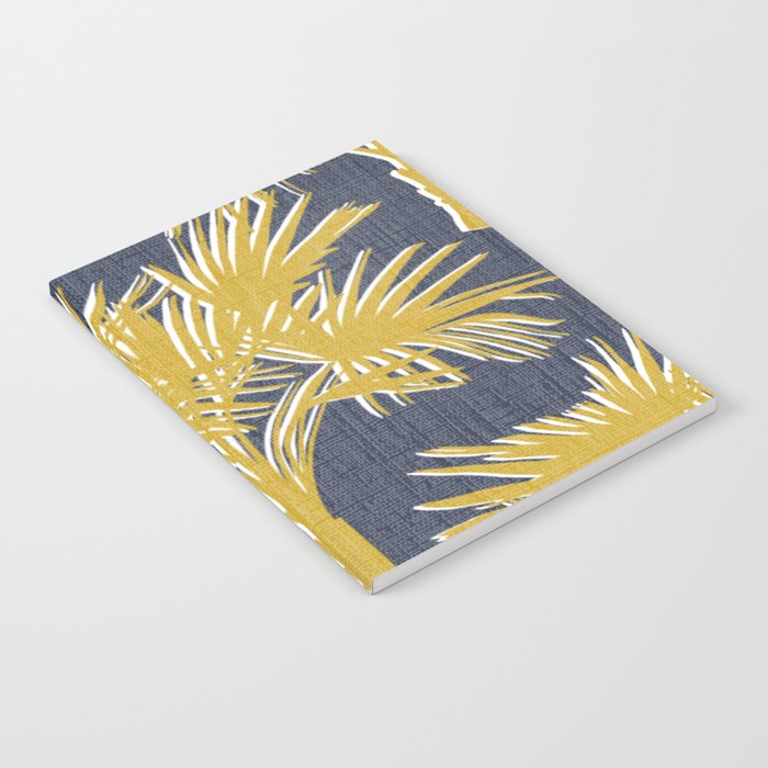 Tropical Palm Trees Gold on Navy Notebook