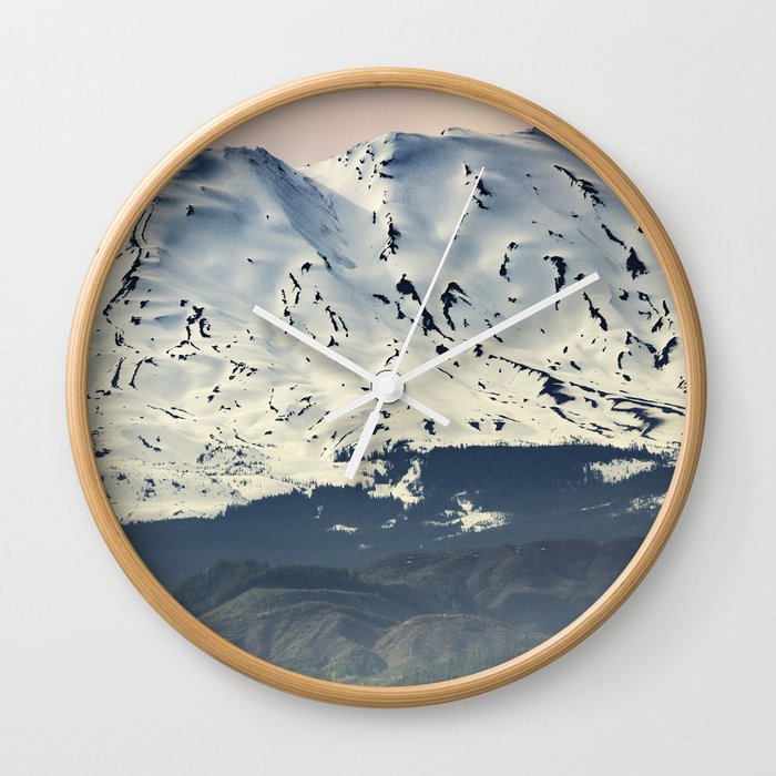 Mount St. Helens at Sunset Wall Clock