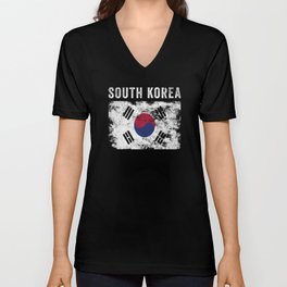 South Korea Flag Distressed V Neck T Shirt