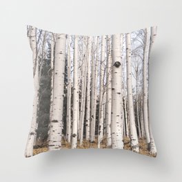 Tall Birch Forest Throw Pillow