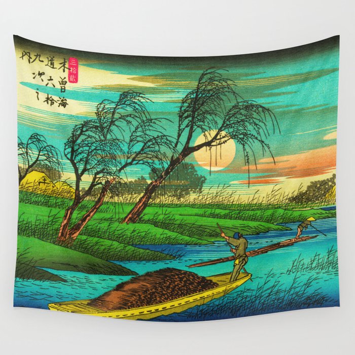 Seba Ohta River Japan Ukiyo e Art Wall Tapestry