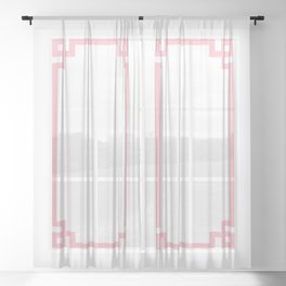 Pink Greek Key Border Sheer Curtain
