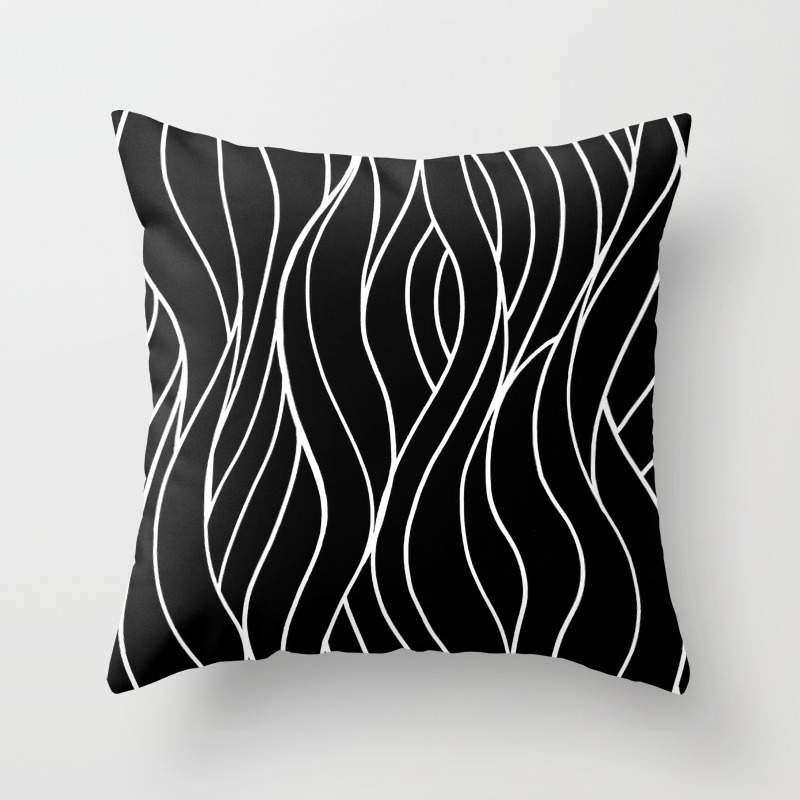 Long Wavy Streams Black Throw Pillow By Desertsart Society6