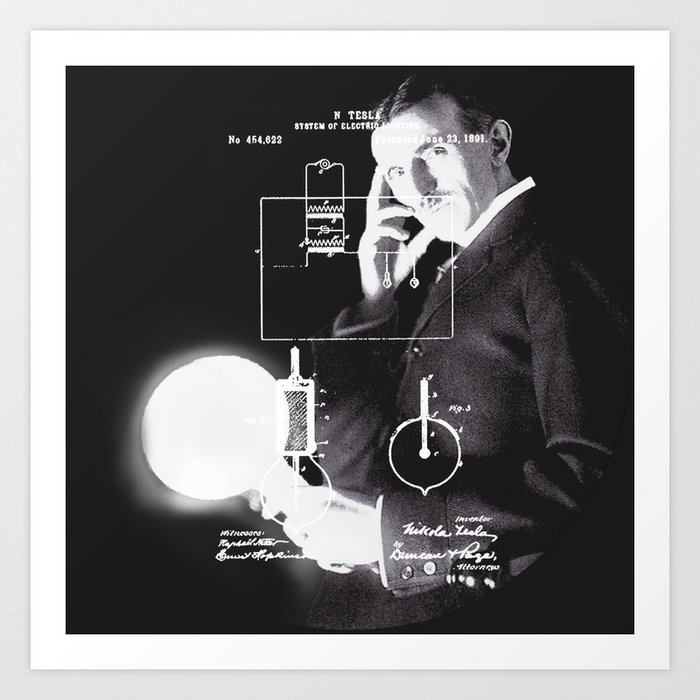 Nikola Tesla - System of Electric Lighting Art Print