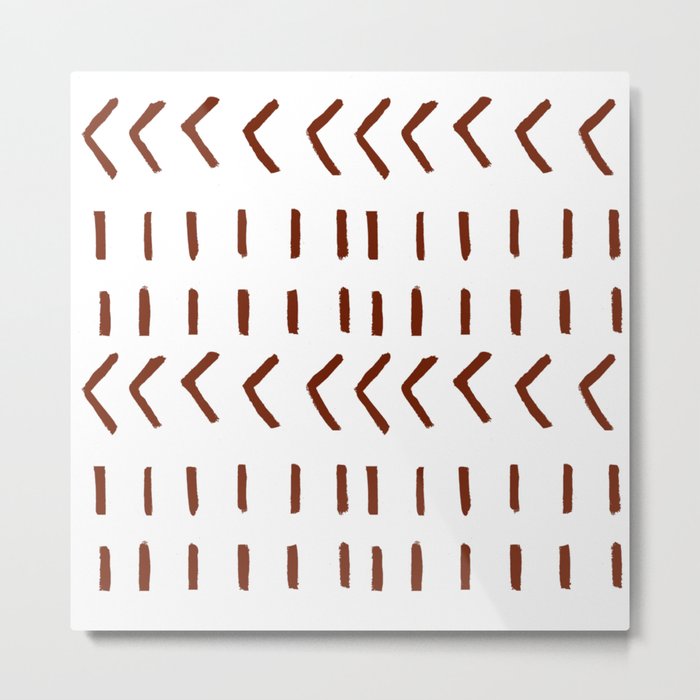 Lines and Arrows in Rust on White  Metal Print