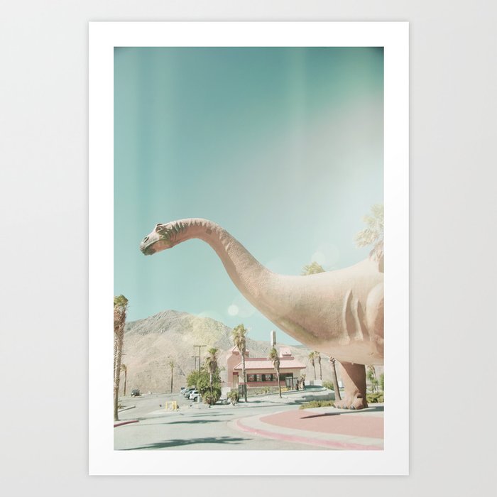Vintage pastel roadside dinosaur. Cabazon California Art Print
