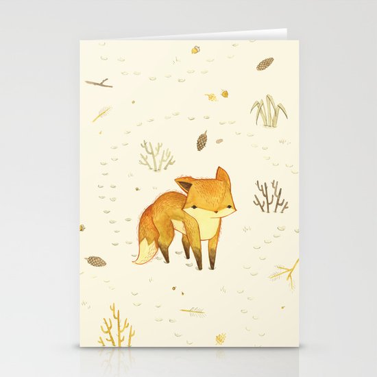 Lonely Winter Fox Stationery Cards