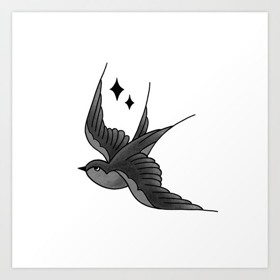 Swallow Flash - mono Art Print