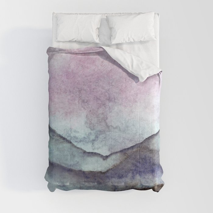 Purple Tone Landscape In Watercolor Comforter