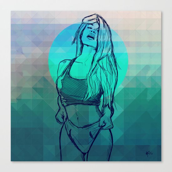 Geometric Sexy Girl Sketch V2 Canvas Print