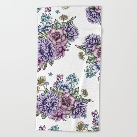 Vintage Flowers Beach Towel