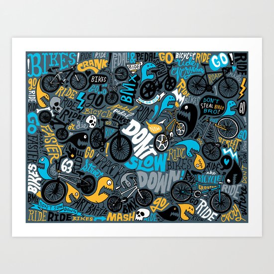 Bikes pattern Art Print
