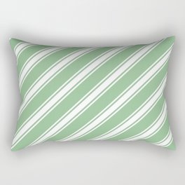 [ Thumbnail: Dark Sea Green & White Colored Lines Pattern Rectangular Pillow ]