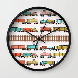 Rainbow Freight Trains Wall Clock