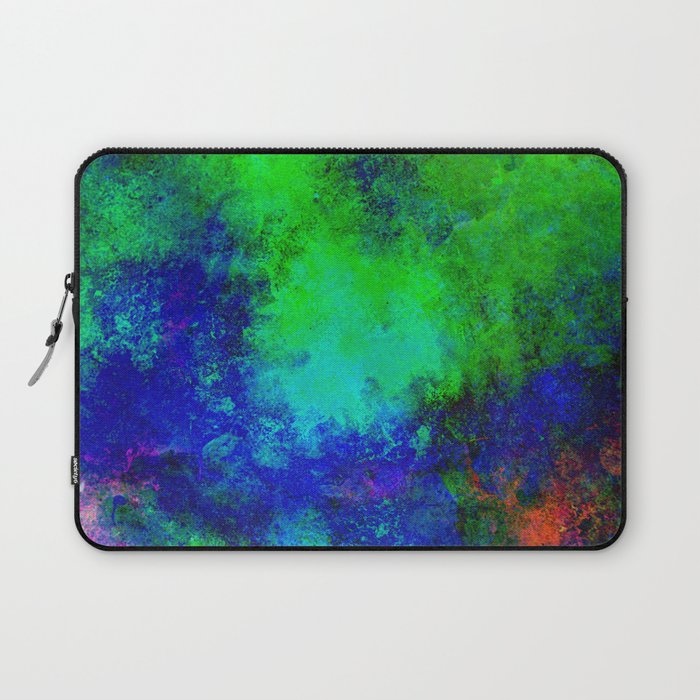 Awaken - Blue, green, abstract, textured painting Laptop Sleeve