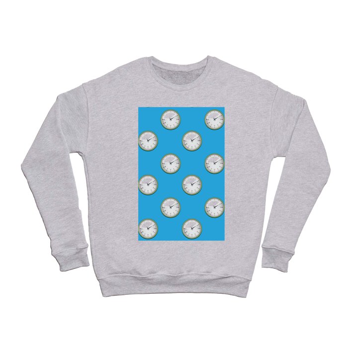 65 MCMLXV Cosplay Blue Clocks Toss Pattern Crewneck Sweatshirt