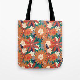Orange Flowers Pattern Tote Bag