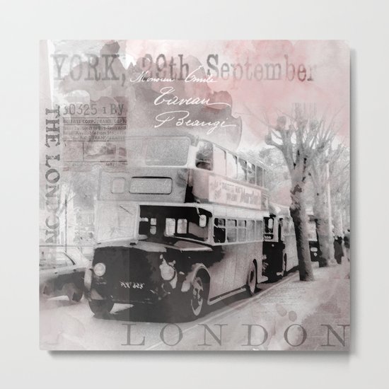 Vintage England London Britain Illustration Pastel Colors Metal Print