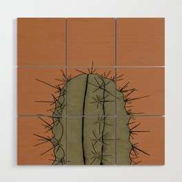 cactus on terra cotta Wood Wall Art