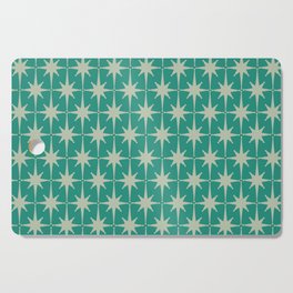 Midcentury Modern Atomic Starburst Pattern in Retro Turquoise and Celadon Cutting Board