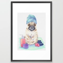 Spa day for a pug Framed Art Print