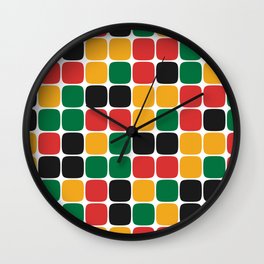 Squircle Pattern (Rasta Colours) Wall Clock