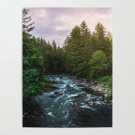 PNW River Run II - Pacific Northwest Nature Photography Poster | Landscape, Vintage, Forest, Photo, Nature, Wanderlust, Pnw, Woods, Watercolor, Winter 