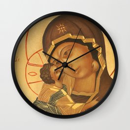 Orthodox Icon of Virgin Mary and Baby Jesus Wall Clock
