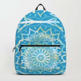 Turquoise Snow Flower Mandala Backpack